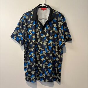 Redvanly Golf‎ Polo Shirt Mens Large Blue Gray Camo Athletic Training